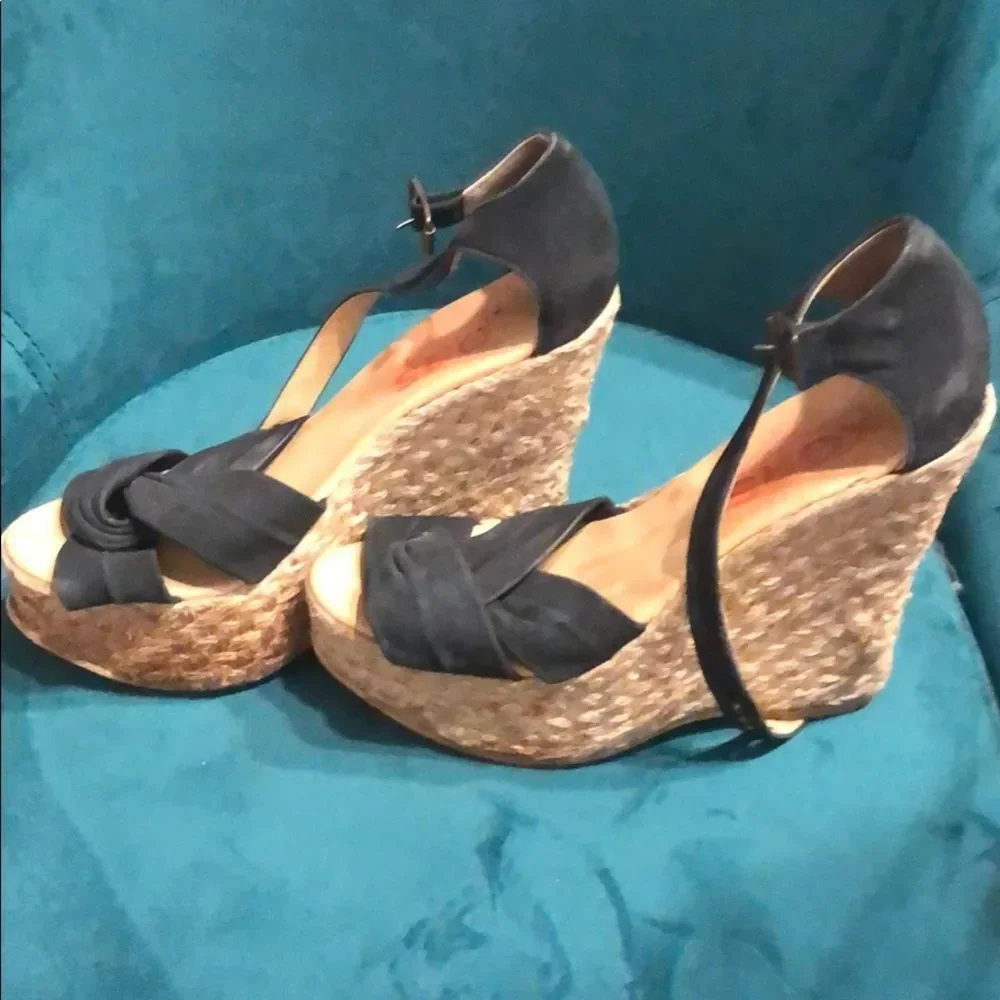 Black Wedge Michael Korda Heel Suede Black Size 8